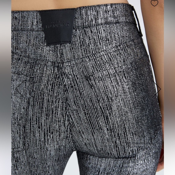 7 For All Mankind Denim - 7 For All Mankind Silver Foil Easy Slim Fit Jeans Metallic Finish, Size 25 NWT